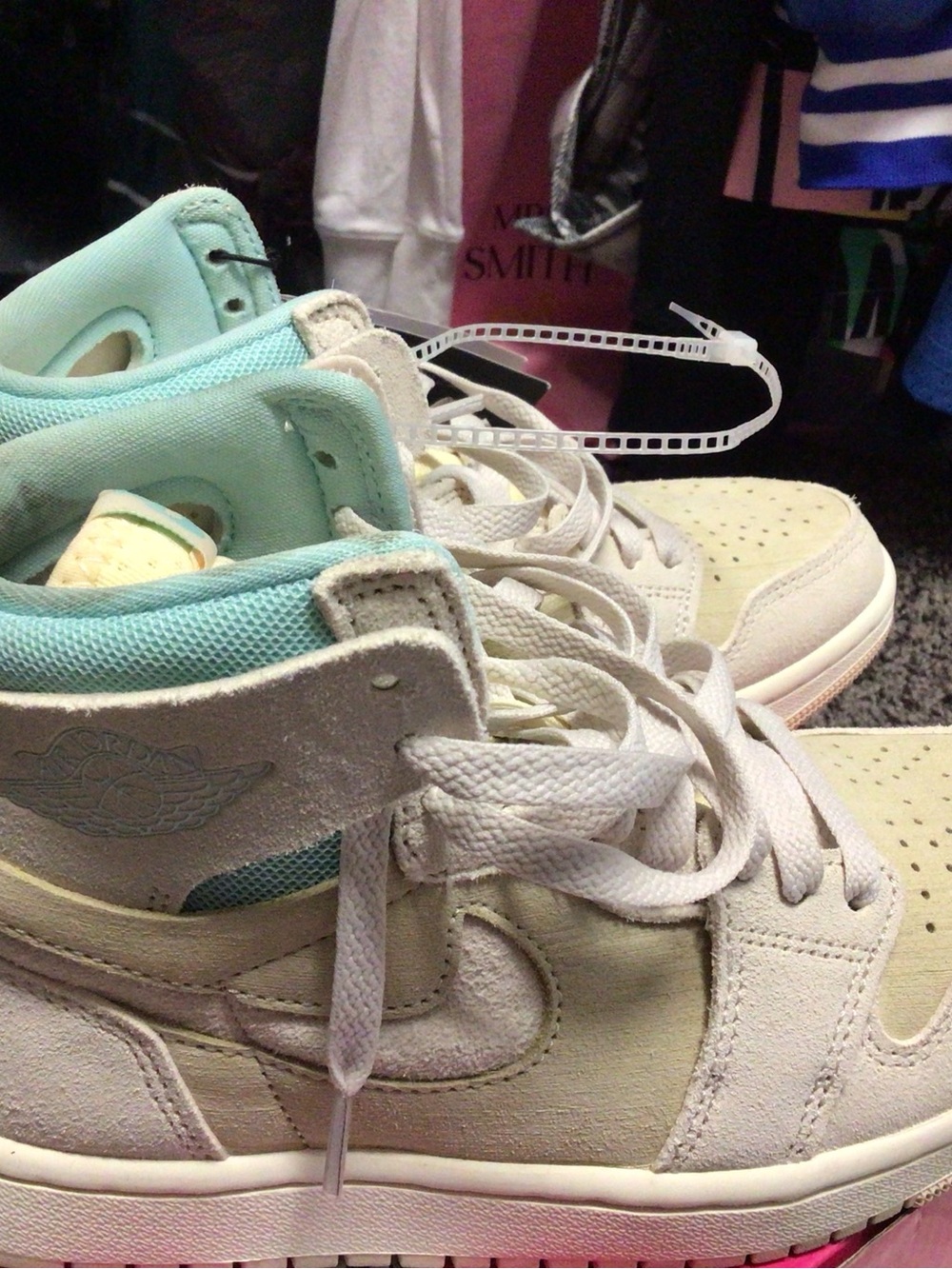 Nike Sneakers with Teal Soles and Tan Outsoles